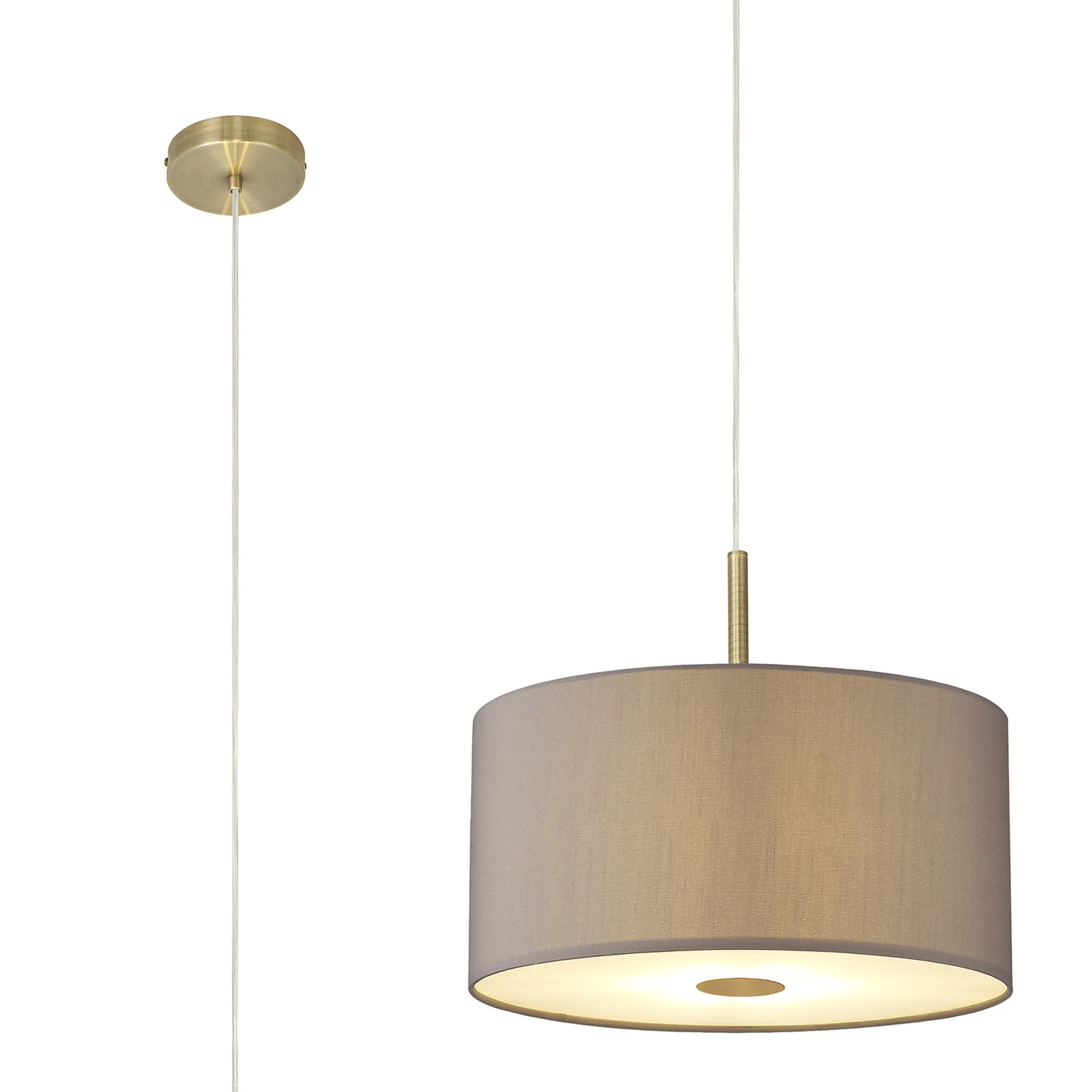 Baymont 40cm 5 Light Pendant Antique Brass, Grey/White, Frosted Diffuser DK0516  Deco Baymont AB GR